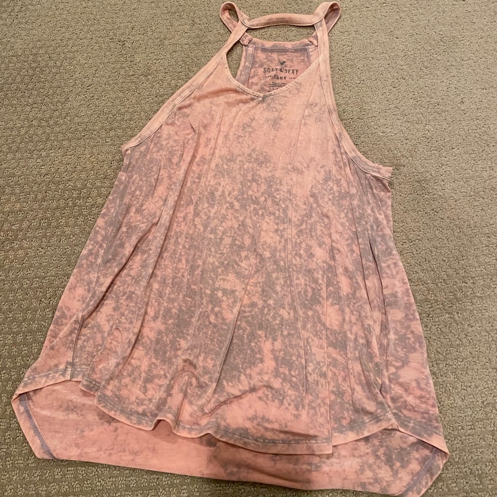 American eagle pink & grey tie dye tank top